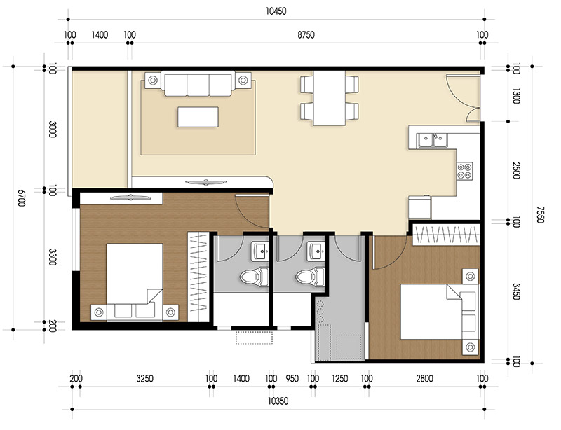 Căn hộ 2 PN - 71.84 m² - 02