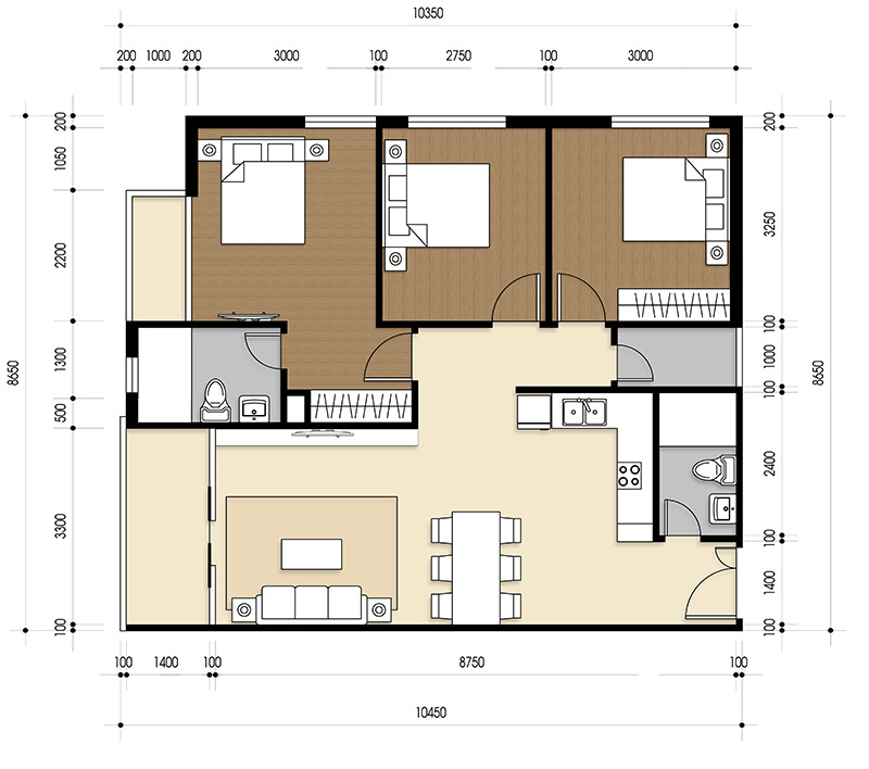 Căn hộ 3 PN - 86.34 m² - 01