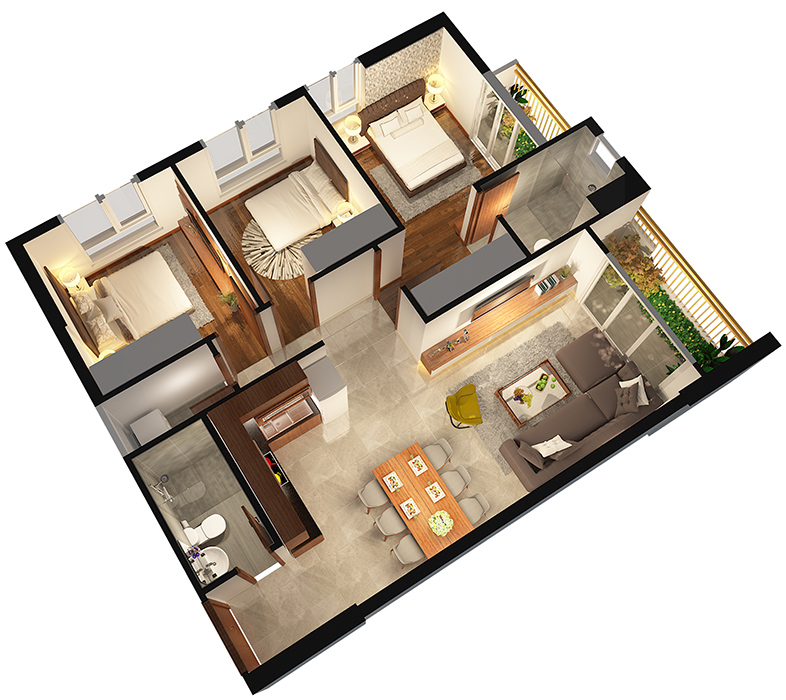 Căn hộ 3 PN - 86.34 m² - 01