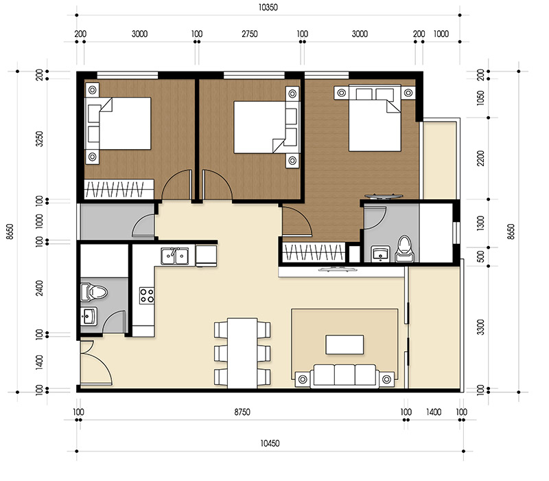 Căn hộ 3 PN - 86.34 m² - 02