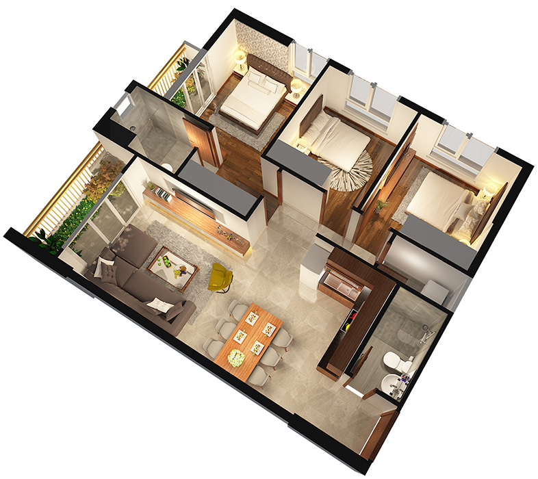 Căn hộ 3 PN - 86.34 m² - 02